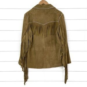 Brown suede leather fringe jacket Nasty Gal Studded NWT Size US 4